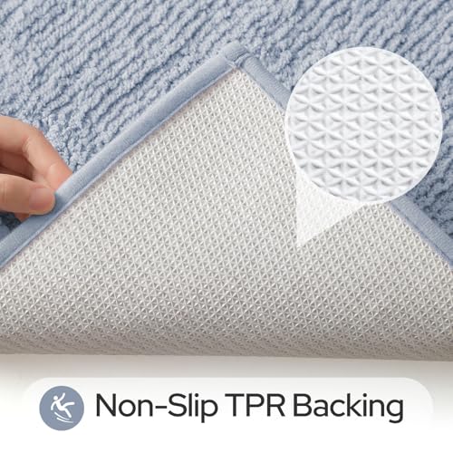 HOMEIDEAS Bathroom Rugs Sets 2 Piece, Super Soft and Absorbent Microfiber Tufted Bath Mats, Non-Slip and Machine Washable Bath Rugs(Grey Blue) - color: Blue