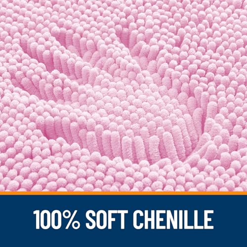 OLANLY Toilet Rugs U-Shaped 20x20, Extra Soft Absorbent Chenille Contour Bathroom Rugs for Toilet, Dry Quickly, Machine Washable, Non-Slip Bath Mat, Pink - color: Pink, size: 20" X 20" Contour Rug