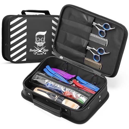 Segbeauty Barber Carrying Case, Stylist Tool Storage Bag for Clippers Scissor Clips Trimmer Grooming Kit, Hair Styling Accessories Organizer, Portable Travel Professional Hair Salon Equipment