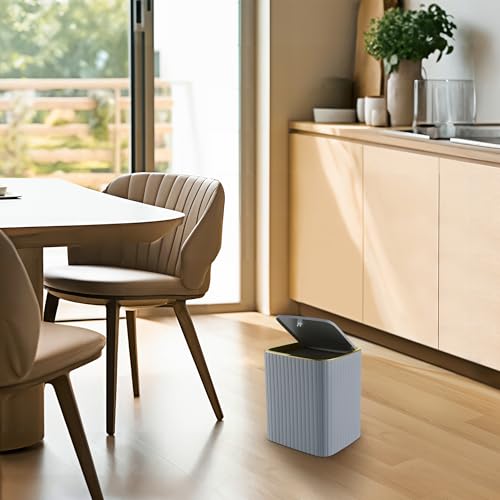Grey Bathroom Accessory Set-9PC Set with Toilet Brush, Trash Can, Soap Dispenser, Q-Tip Holder | Modern Home Bath Essentials (Grey, Bath Set) - color: Grey&gold, size: 9-Piece Bath Set