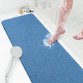 Shower Mat Bathtub Mat Non-Slip,47x16 inch, Soft Tub Mat with Drain,PVC Loofah Bath Mat (Phthalate Free) for Tub and Bathroom,Lake Blue - color: Lake Blue, size: 47" x 16" (Rectangular)