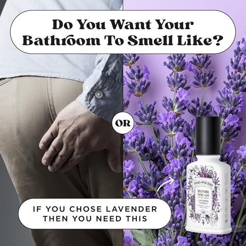 Poo-Pourri Before-You-Go Toilet Spray, Lavender Vanilla, 4 Fl Oz, Up to 200 Uses, Bathroom Odor Deodorizer, Plant-Based with Essential Oils, for Home or Work, Lavender, Vanilla and Citrus Scent - size: 4 Fl Oz (Pack of 1)