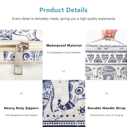 Mossio Hanging Toiletry Bag with Sturdy Hook - Large Portable Cosmetic Makeup Travel Organizer for Men & Women - color: Elephant A