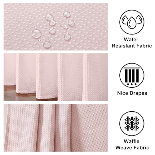 OWENIE Blush Shower Curtain 84 Inches Extra Long, Waffle Weave Heavy Fabric Shower Curtain for Bathroom, Waterproof Soft Hotel Spa Luxury Elegant Bath Curtains, Machine Washable, Blush, 72x84 Inch - color: Blush, size: 72"W x 84"L (Pack of 1)