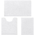 HOMEIDEAS 3 Pieces Bathroom Rugs, Ultra Soft Non Slip Absorbent Chenille Toilet Bath Mat Set (White) - color: White-white, size: 17"x24"+20"x32"+U Shape 20"x24"