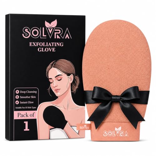 Exfoliating glove for Shower & Exfoliating body scrubber– 100% Vegan Viscose Kessa Mitt for Dead Skin Removal, Self-Tan Fade & Keratosis Pilaris –Dual-Texture Glove for Spa & Massage (1 Pack Orange) - color: Pack of 1 - Orange