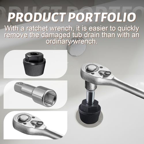 1.5" Bathtub Drain Removal Tool Tub Drain Extractor 05255 Broken Pipe Extractor Tool Stubborn Rusted Drain Remover With Extension Rod Chrome Anti-Rust Finish Bathtub Repair Tools - color: Black, size: Tub Drain