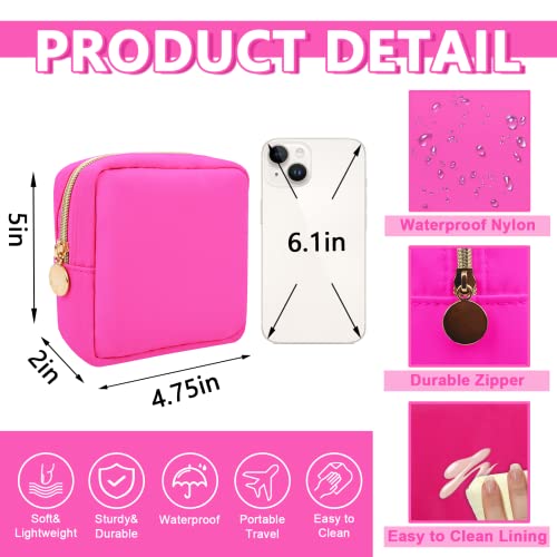 UIXIZQ Mini Makeup Pouch for Purse, Small Cosmetic Bag Pouch Nylon Travel Toiletry Organizers for Women Girls, Cute Zipper Pouch Coin Purse Preppy Storage Bag for School Work(Mini-Bubblegum) - color: Bubblegum, size: Mini