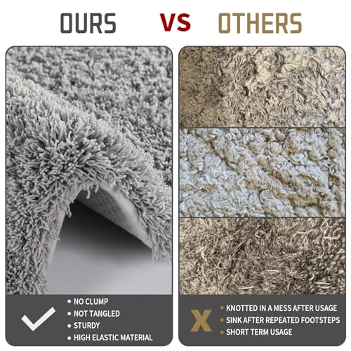Yimobra U Shaped Toilet Bath Rug, Fluffy Plush, Super Shaggy Soft Non Slip, Water Absorbent Microfiber Bath Mat, Dries Quickly, Machine Washable Thick Bathroom Rugs, 20"x 24", Pure Gray - color: Pure Gray, size: 20" X 24" Contour Rug