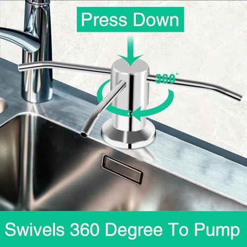 Soap Dispenser for Kitchen Sink, Built in Sink Soap Dispenser, Countertop Soap Dispenser Pump with 47" Extension Tube kit, No Need to Fill Little Bottle Again, Chrome - color: Chrome