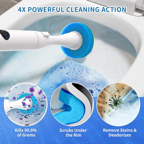 40 Count Toilet Wand Refills, 3 Layer Sponge Brush with Cleaner, Disposable Toilet Bowl Cleaner Wand for Bathroom Cleaning