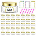36 Pack 5 oz Plastic Cosmetic Containers With Lids Refillable Clear Empty Travle Jars Containers for Body Butter,Sugar Scrubs,Cream,Lotions,Candy, Waterproof Label&Spatulas - (Gold) - color: Clear-Glod Lid, size: 5 OZ