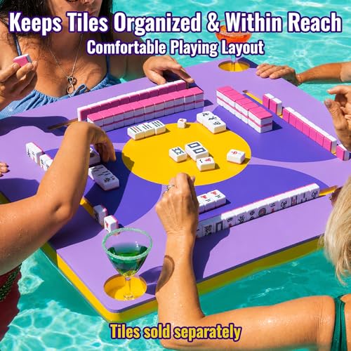 Floating Mahjong Table for Pool - Swimming Pool and Hot Tub Float Board for Card Games, Scrabble, Dominoes, Poker - Adults Pools Game Tray for Water and Lake - Domino Floater (Purple) - color: Purple