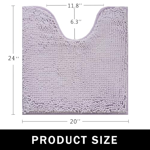 U-Shaped Toilet Rug, Chenille Contour Bathroom Mat, Non-Slip PVC Backing, Machine Washable, 24x20, Lavender - color: Lavender, size: 1'8" x 2' (20"x 24"U)
