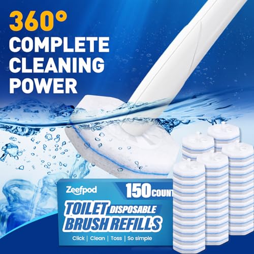 Toilet Brush Refills, Disposable Toilet Bowl Cleaner Refills for Toilet Cleaner Wand, Single-Use Hygienic Scrubber Pads, 150 Count - size: 1 Count (Pack of 150)