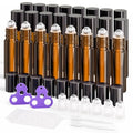 ULG 24-Pack Essential Oil Roller Bottles 10ml, Empty Bottles with Stainless Steel Roller Balls and Waterproof Labels, Amber Roller Balls For Essential Oils - color: Amber, size: 24-Pack