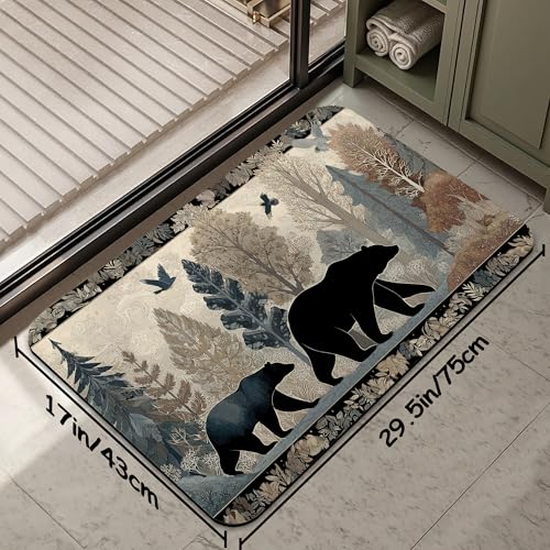 Cute Brown Bear Fast Drying Absorbent Bathroom Mat, Non-Slip Rubber Backing Thin Low-Profile Bath Rug, Easy-Clean Bathroom Floor Mat for Shower, Bathtub, Kitchen, or Entryway - color: Cute Brown Bear
