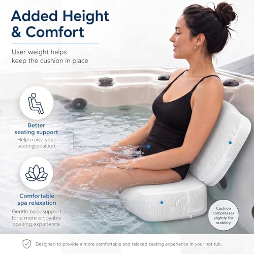 Yerliker 1 Pcs Foldable Hot Tub Booster Seat for Adults Adjustable 2 Heights up to 6.3", Weighted Booster Seat 3D Air Mesh Hot Tub Accessories Quick Dry Micro Dot Non Slip for Spa Bathtub Pool (White) - color: White