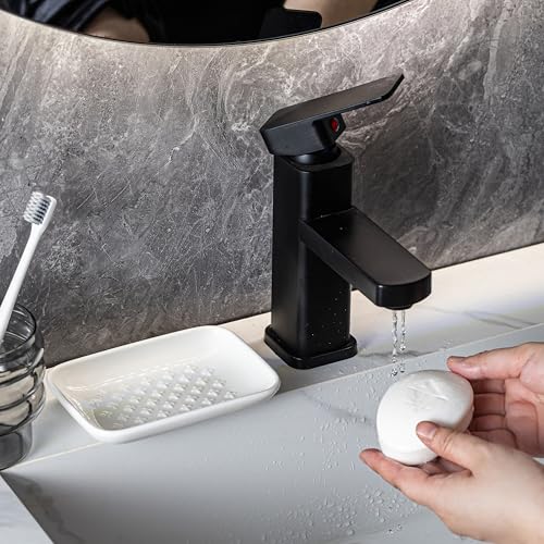 Gomakren Ceramic Soap Dish, 5.5in Shower Soap Holder Bathroom Sink, White | Prevents soggy soap, non-slip bottom, easy to clean, stackable counter decor, multi-use for kitchen sink, sponge & jewelry - color: White, size: Cross
