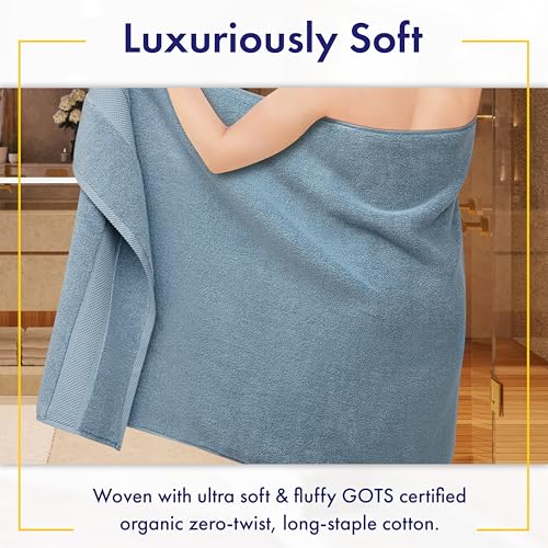 Alusa Home 100% Organic Luxury Bath Sheets - GOTS Certified - Extra Large 35x70 Inches (Pack of 2) Zero-Twist, Long-Staple Cotton Bath Sheet Set (Chambray) - color: Chambray, size: 2pc Bath Sheets