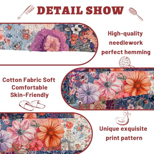 Patchwork Floral Hand Towels Set of 2, Country Retro Boho Wildflower Paisley Soft Absorbent Face Towels Bathroom Decorative Fingertip Towel for Hotel Gym Spa - color: Patchwork Floral