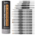 Nicpro Miniature Paint Brushes Drybrush - 21PCS Model Paint Brush Set for Acrylic Oil Watercolor, Detail Paint Brush Dry Brush for Model, Miniature Painting, Paint by Numbers, Craft - with Container - style: 21 Pack (Detail+Drybrush)