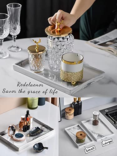 Vanity Bathroom Tray,Perfume Organizer Jewelry Plate Holder White Marble Tray Decorative Ceramic Rectangle Small Tray Serving Tray - color: Pale, size: 6.3" x 11.3" x 1"