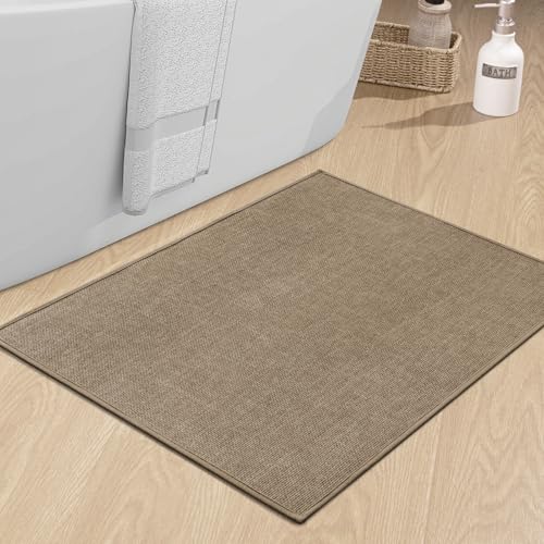 chakme Bathroom Rugs Mat 36x25, Ultra Thin Non Slip Bath Mat Large Quick Dry Absorbent Bath Mat for Bathroom Floor, (Dark Beige, 36"x25") - color: Dark Beige, size: 2' x 3' (Rectangular)