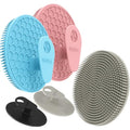 Silicone Body and Face Scrubber Set 5 Pack, BEAUTAIL Shower Bath Scrubber, Gentle Exfoliating Brush for Women Men Sensitive Skin, More Hygienic Than Traditional Loofah, Long Lasting, Pink+Blue+Gray - color: Gray+pink+blue