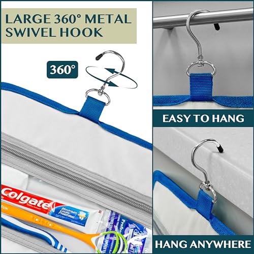 PAVILIA Travel Hanging Toiletry Bag for Women Men, Large Capacity Makeup Bag Kit, Waterproof Cosmetic Storage Organizer Case for Bathroom Shower - color: Blue, size: Extra Large
