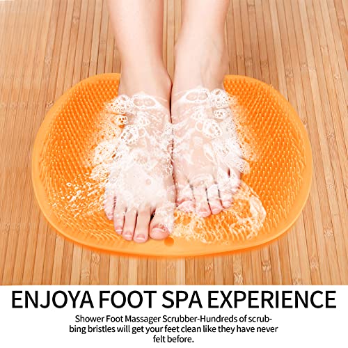 2-Pack Shower Foot Scrubber Mat Back Washer Back Exfoliating Bath Wash Pad Wall Mounted Slip Suction Cups Foot Scrubber for Use in Shower Cups Foot Cleaner for Men and Women