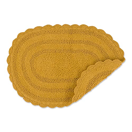 DII Crochet Collection Reversible Bath Mat, Small Oval, 17x24, Honey Gold - color: Honey Gold, size: 1'5" x 2' (Oval)