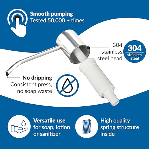 Soap Dispenser for Kitchen Sink,Chrome Stainless Steel Countertop Dish Sink Soap Dispenser Pump with 47 '' Extension Tube kit - color: Chrome