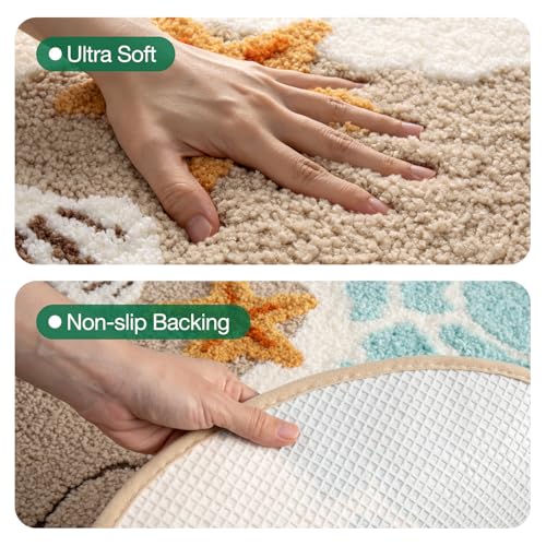 LUMI 2 Piece Beach Bathroom Rugs Set, Non Slip Bath Mat Ultra Soft Washable Absorbent Quick Dry, Ocean Sea Theme Bath Rug with Starfish Shell for Shower Floor, Kitchen Decor, Kids Room, 22"x34" - color: Azure Bay, size: 22" x 34" + 22" x 34"