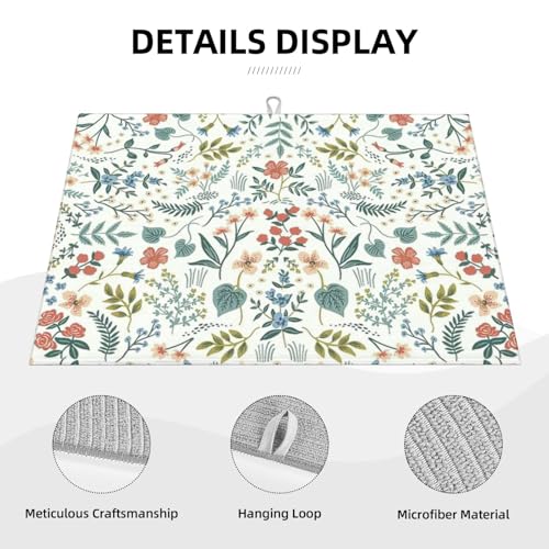 2Pcs Dish Drying Mats Faucet Mats Sets Large Size Coffee Mats Sink Faucet Mat Splash Guard for Kitchen Counter Bathroom Sink Coffee Bar Kitchen Decor (Wildflowers 1, 18"x24" 15" x 5.5"Set) - color: Wildflowers 1