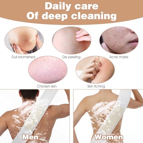Natural Loofah Sponge Set, 6-Pack Exfoliating Body Scrubber Pads & Back Scrubber & Glove Luffa Sponge Pads, White for Men and Women