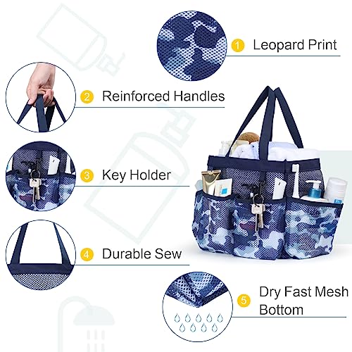 Mesh Shower Caddy Portable - 8 Pockets, S-Hook, Shower Bag for Dorm Camping | 2-Handle, Quick-Dry, Toiletry Organizer, College Dorm Room Essentials for Girls, Gym, Travel & Bathroom, Blue Camouflage - color: L, Dark Blue Camouflage, size: L (Classic Dorm
