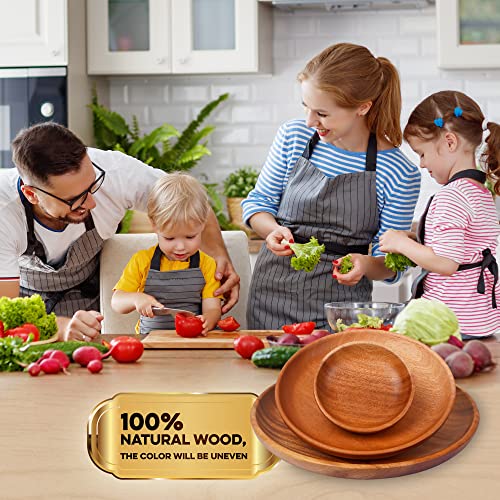 VieWood Round Wood Plates Charger, Wooden dinnerware set of 3 for dishes snack, dessert or occasions (4.7in, 7.9in and 10in) - color: Round Wood Plates (Set of 3)