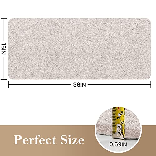 Shower Mat Bathtub Mat Non-Slip,36x16 inch, Soft Tub Mat with Drain,PVC Loofah Bath Mat (Phthalate Free) for Tub and Bathroom,Quick Drying,White - color: White, size: 36" x 16" (Rectangular)