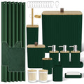 Bathroom Accessory Set - Bathroom Sets with Shower Curtain and Rugs, Green Bathroom Set, 27PC Bathroom Accessories Set, Mini Trash Can, Toilet Brush, Trash Can & Soap Dispenser - size: Bathroom Set&Shower Curtain &Rugs, style: Dark Green