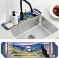 2 Pcs Kitchen Sink Splash Guard Faucet Mat Windowsill Cat Pattern Faucet Mat for Sinks Flower Absorbing Drying Mats for Kitchen Bathroom - color: Windowsill Cat Pattern