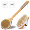 TEMEAYE Dry Brushing Body Brush, Wooden Handle, Natural Bristles, 2Pcs-Set | Medium Strength Body Scrub Brush, Gentle Exfoliator, Cellulite Reduction, Enhances Blood Circulation, Reveals Glowing Skin