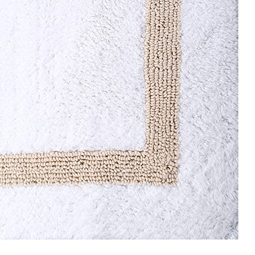 Better Trends 100% Cotton Hotel Collection Bath Mats Set, White & Sand Mats - Tufted, Reversible & Absorbent & Machine Washable 2 Piece Bathroom Rug Set, Shower & Sink Bath Rug - color: White & Sand, size: 2 Piece Set (17" x 24" | 24" x 40")