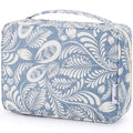 Mossio Hanging Toiletry Bag with Sturdy Hook - Large Portable Cosmetic Makeup Travel Organizer for Men & Women - color: Blue Leaf