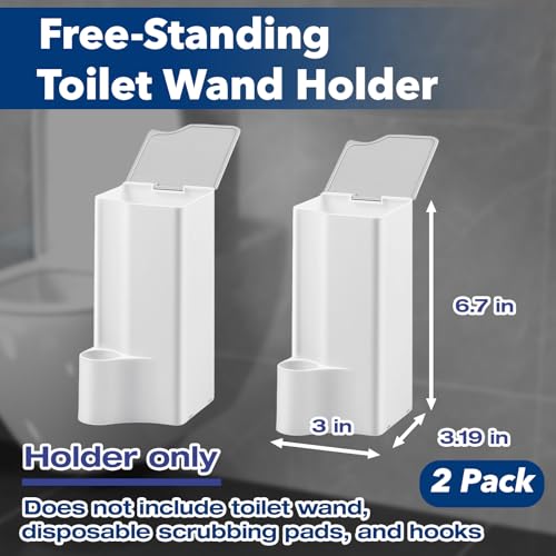2-Pack Toilet Holder Compatible with Clorox Toilet Wand Only, Space-Saving Wall-Mount & Free-Standing Storage for Disposable Scrubbing Pads - Ideal Choice for Toilet Wand