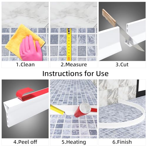 Raycity 3" High Shower Threshold Water Dam 59 IN Collapsible Shower Water Splash Guard for Curbless Shower Threshold Barrier Water Stopper for Wet and Dry Separation Bathroom and Kitchen (White) - color: White, style: 59 inch