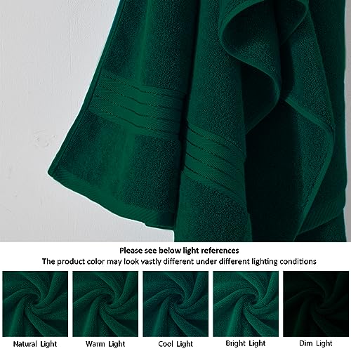 COZYART Dark Green Bath Towel Set 6Pcs, Turkish Cotton Hotel Soft Absorbent Thick Bathroom Towel Sets of 6 with 2 Large Bath Towels, 2 Hand Towels, 2 Washclothes, 650 GSM - color: Green- Dark Green, size: 6 Piece Towel Set