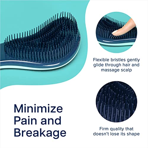 Crave Naturals Glide Thru Detangling Hairbrush that Glides Through Tangles For Wet, Dry and Damaged Hair - Gentle Detangler Styling Tool for Adults, Kids, Men and Women - 7.5 x 3 in, Turquoise - color: Hero Teal, size: 1 Pack (Regular)