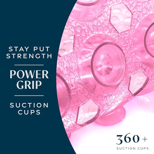 SlipX Solutions Power Grip 39x16 Bathtub & Shower Mat | Premium Non-Slip Bath Safety | Clear Pink - color: Clear Pink