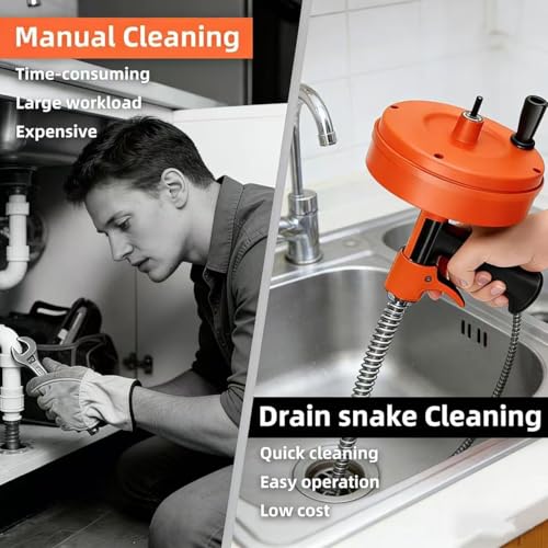 50 FT Double Mode Drain Snake Tools, 14-in-1 Drain Auger for Sink and Drain Unblocking, Plumbing Snake for Kitchen, Bathrom and Shower Sink, Snake for Real DYIs 2026 Upgraded